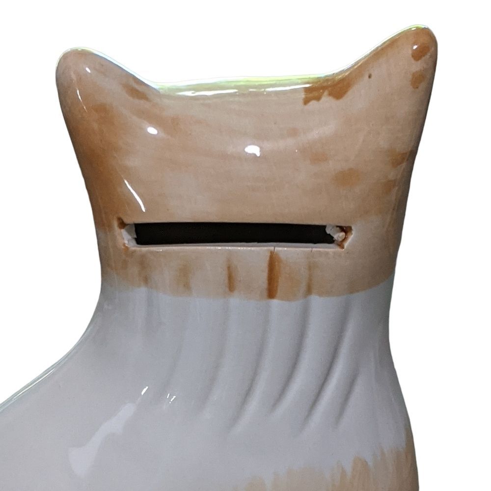 Cat glazed ceramic tabby thank figurine Taiwan - Picture 5 of 14